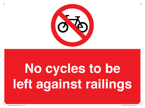 No cycles to be left against railings